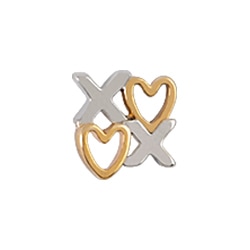 CH9039 Retired Gold and Silver XOXO Charm with Hearts instead of "O"s
