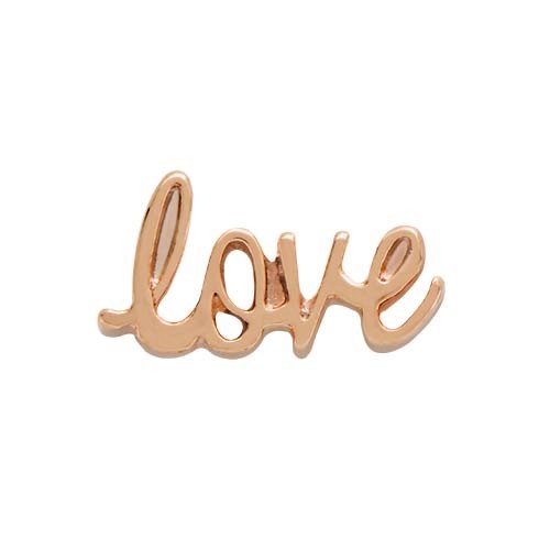 CH9051b Retired Rose Gold "LOVE" Script Charm.  This charm was not available to the public.  It was accidently sent to designers instead of the regular CH9051 Charm which is a different font.