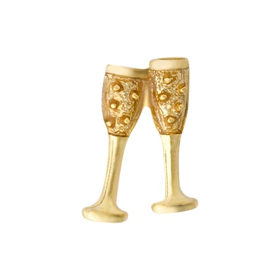 CH9103 Retired Gold Champagne Flutes Charm for the Wedding Toast
