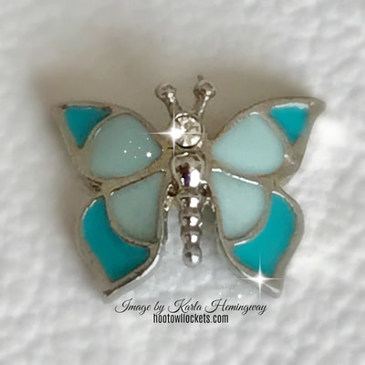 Rare two tone blue enamel butterfly charm from the Chicago Origami Owl Convention