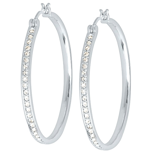 ER1003 - Silver Pave Hoops 40mm (The Kate)