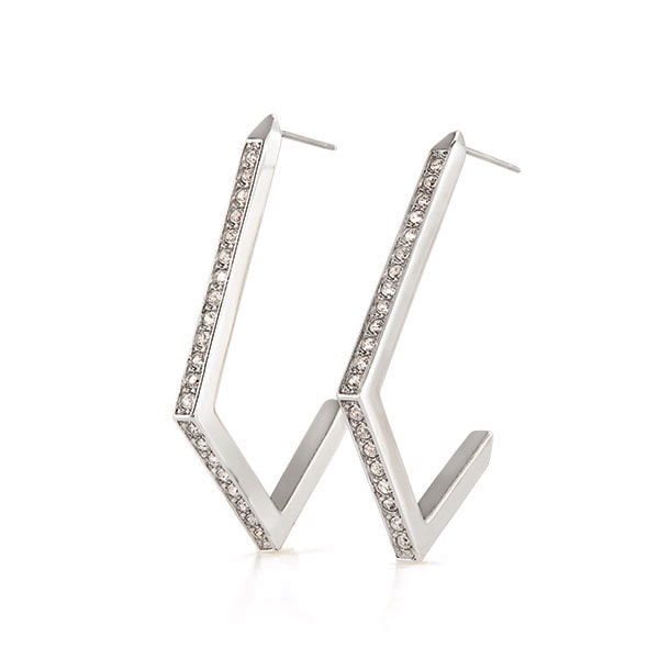 ER1031 Silver Pave Geo Hoops