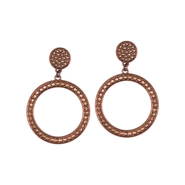 ER1032 Chocolate Circle Drop Earrings w/Colorado Topaz Crystals