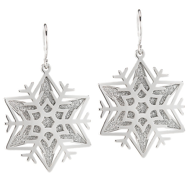 ER1033 Glitter Snowflake Drop Earrings