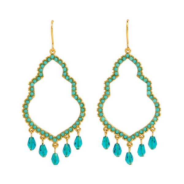 ER1047 Gold & Aqua Moroccan Drop Earrings