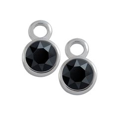 ER2029 Jet Black Crystal Earring Drops on Silver