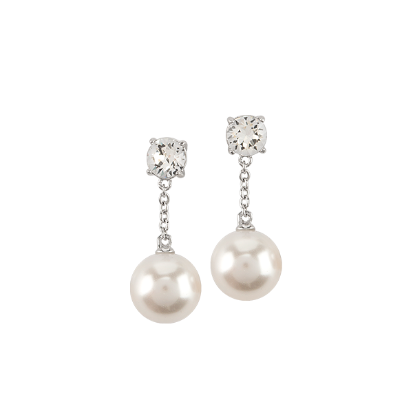 ER2106 Crystal and Pearl Drop Earrings