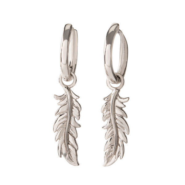 ER2107 Silver Feather Drop Earrings