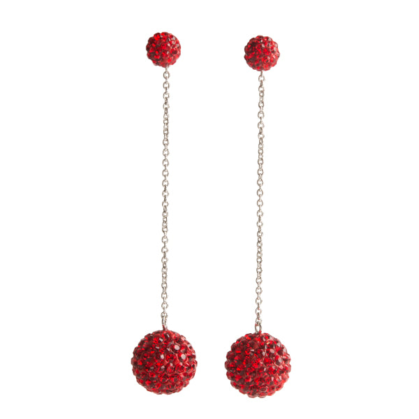 ER2108 Red Crystal Snowball Drops (Convertible Earrings)
