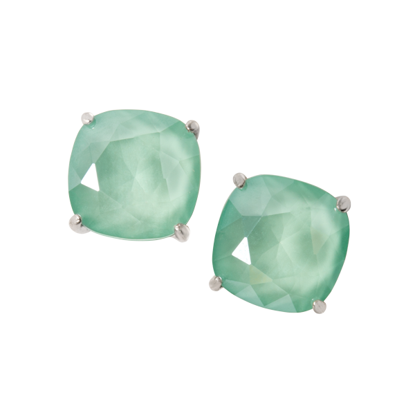 ER3070 SILVER CLARA'S WITH MINT GREEN CRYSTALS