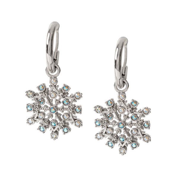 ER3077 Snowflake Drop Earrings w/Sapphire Shimmer Crystals