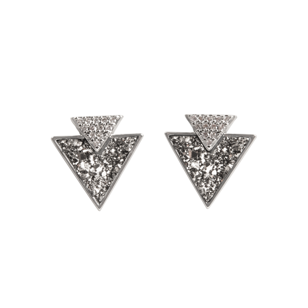 ER3090 Stacked Triangles Druzy Studs