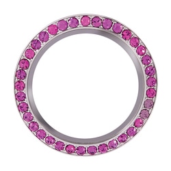 BZ4007 Large  Silver Twist Face with Fuchsia Crystals.  Sold with Silver Base