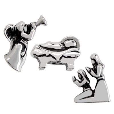 GS1002 Retired Silver Nativity Set of Charms. Set of 3