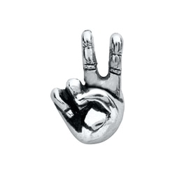 CH5028 Retired Silver "Peace" Sign Language Symbol Charm