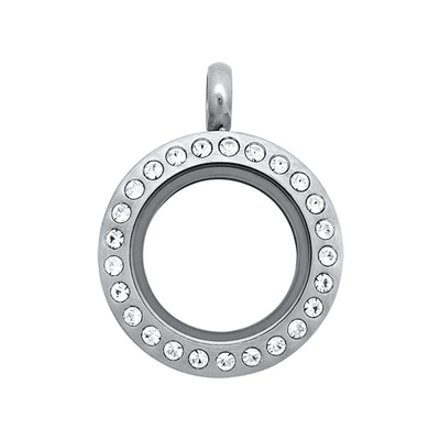 Mini silver living locket with crystals by Origami Owl. Stock #LK1001
