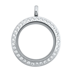Medium silver with crystals hinged Living Locket by Origami Owl LK1007
