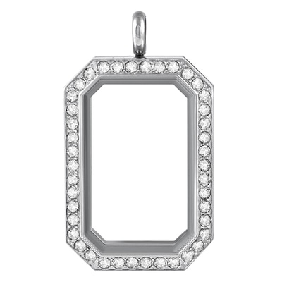 Silver Heritage Hinged Locket w/Crystals LK1022
