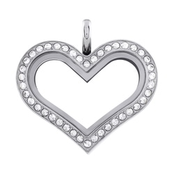 Med silver with crystals hinged heart locket by Origami Owl Jewelry