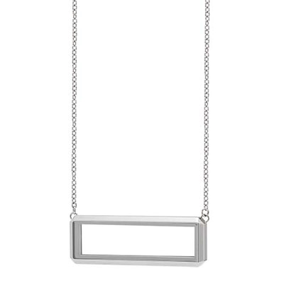 LK1034 Plain silver bar locket necklace by Origami Owl