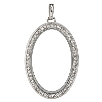 Silver Legacy Oval Hinged Locket with Crystals LK1045