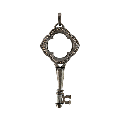 Origami Owl Gunmetal Convertible Vintage Key Hinged Locket with Crystals LK1052