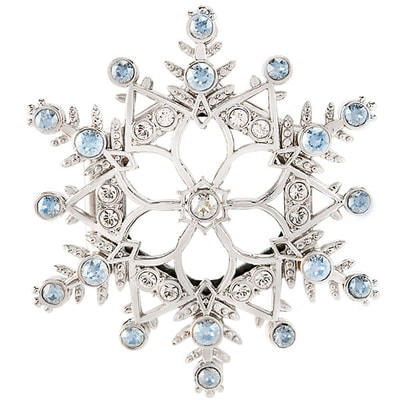 LK1053 Silver Snowflake Hinged Locket with Shale Blue Crystals - Medium Size