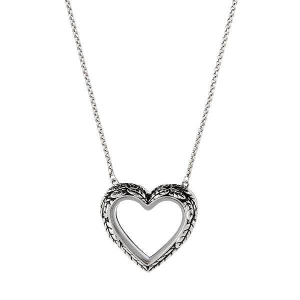Silver Winged Heart Locket w/Bolo Chain that adjusts up to 32"