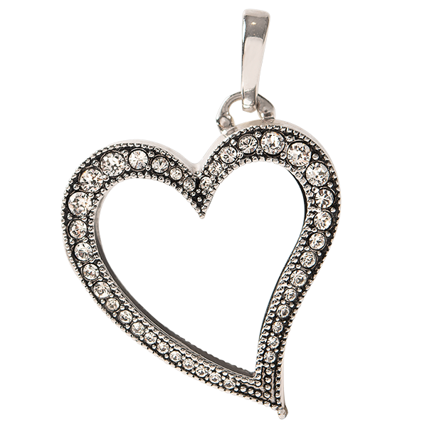 New Swooping Heart hinged locket with crystals. LK1060