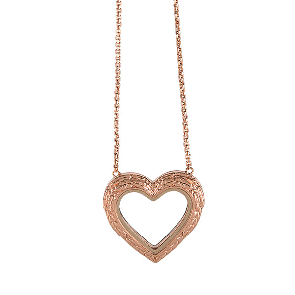 LK1062 Rose Gold Winged Heart Hinged Locket with Bolo Chain that extends up to 32"