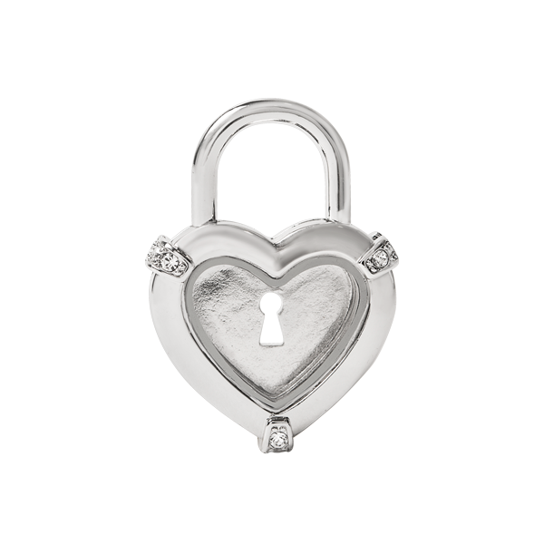 LK1078 Silver Heart Lock Hinged Locket - Valentine 2020 Exclusive.  Two Sided