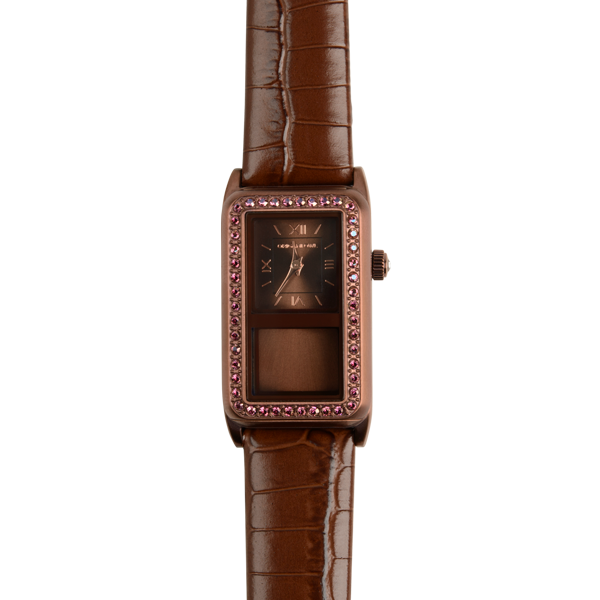 LK5101 Chocolate Story Teller Watch with Plum Croc Band