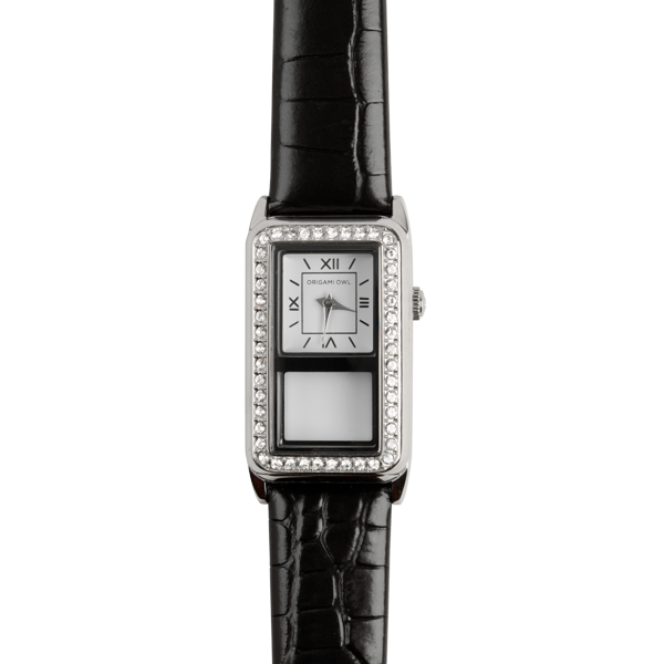 LK5102 Silver Storyteller Watch with Black Croc Band