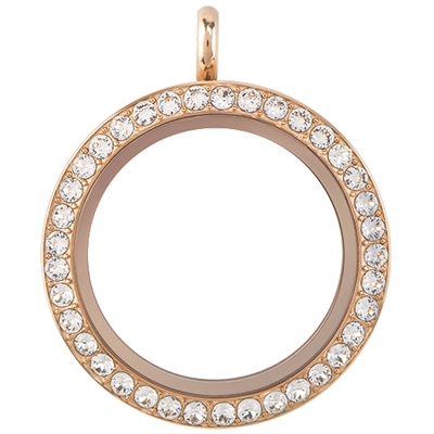 LK9003 Large Rose Gold with Clear Crystal Twist Locket