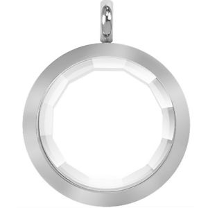 LK9026 Large Silver Twist Locket with Clear Prism Face