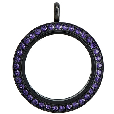 LK9035 Large Black Purple Velvet Twist Locket