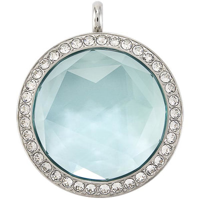 LK9086 Large Silver and  Pale Blue Prism Twist Locket with Crystals