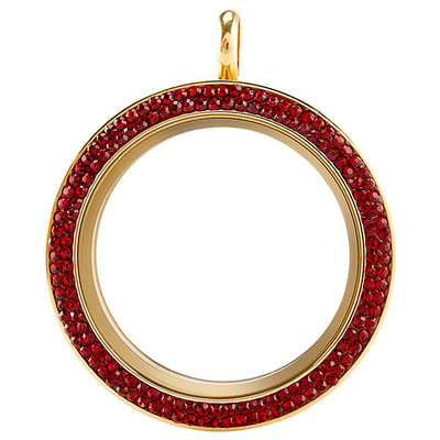 LK9094 Large Gold with Red Pave Fimo Crystal Twist Locket