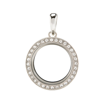 LK9095 Petite Silver Twist Locket with Clear Crystals