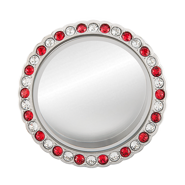 LK9101 Silver Stick-It Locket with Grinch Scallop Face with Red & Clear Crystals