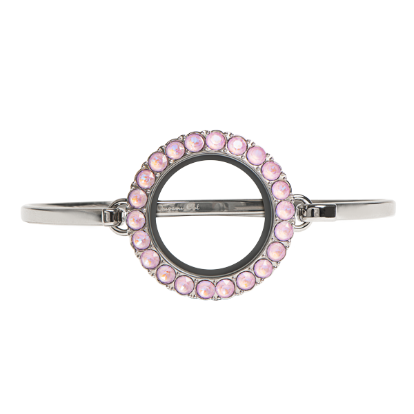 LK9122 Small Silver Bangle with Medium Lavender DeLite Crystal Twist Bracelet Locket