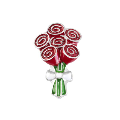 CH3205 Retired Bouquet of Red Roses Charm