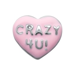 CH1909 Retired Pink "CRAZY 4U" Conversation Heart Charm