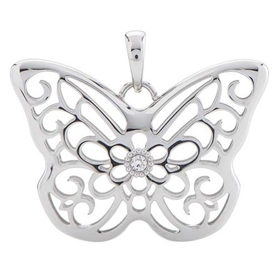 PN1007 Silver Filigree Butterfly Hinged Locket - No glass, so smaller charms like Stardust will not fit.