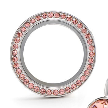 SP2176 Medium Silver Twist Face with Light Pink Crystals
