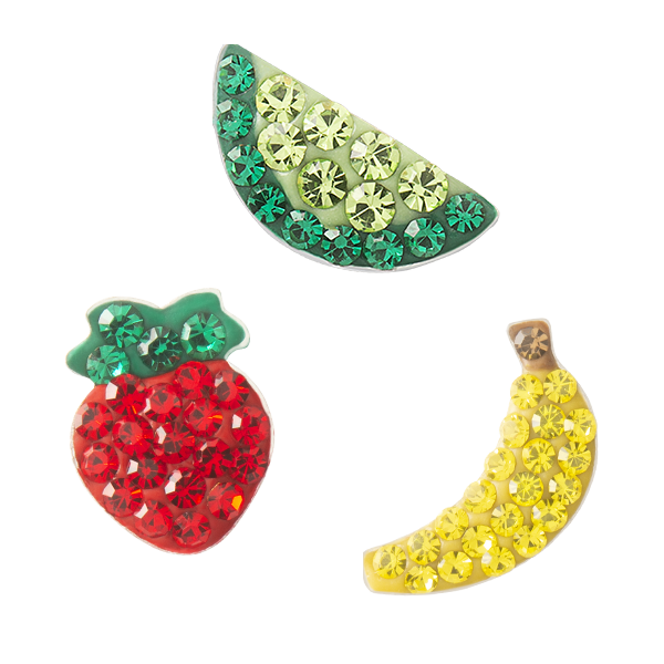 SP2251 Retired Fruit Sparkle Charms Set of 3, Lime, Strawberry and Banana
