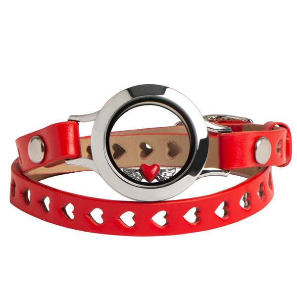 SP2329 Red Heart Cut-Out Wrap Band with Locket and Charm Limited Edition Set